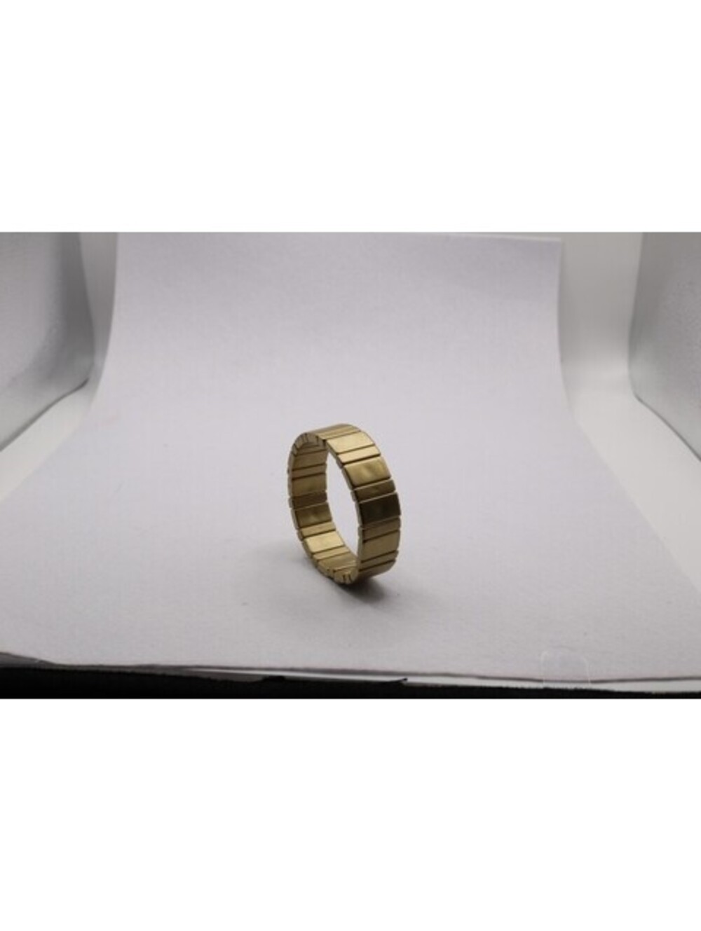 Matte Gold Geometric Tile Stretch Bracelet • Block Bar Link Double Strand Cuff